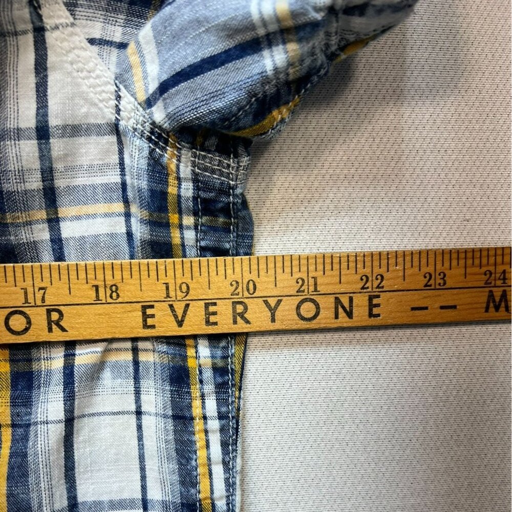 BKE Men Short Sleeve Button Up Shirt Medium Blue Plaid Vintage 1967 Standard Fit - Picture 9 of 12